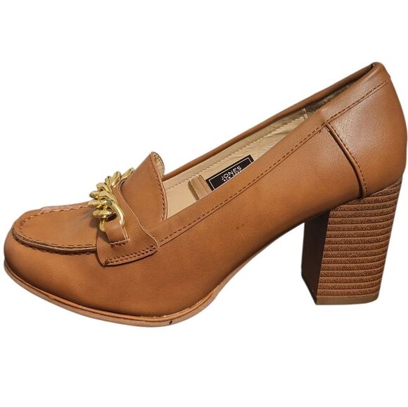 Jones New York Cyri in Camel Gold Chain Slip on Womens Block Heel, Size 6 - Picture 4 of 13